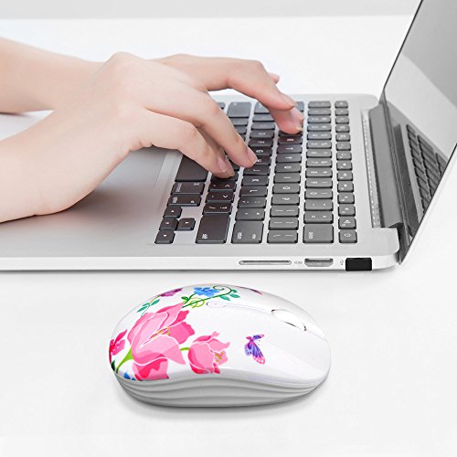 JUHOO Wireless Mouse with Nano Receiver for PC, Laptop, Notebook, Computer, MacBook, Less Noise, Portable Mobile Optical Mice - style: butterfly