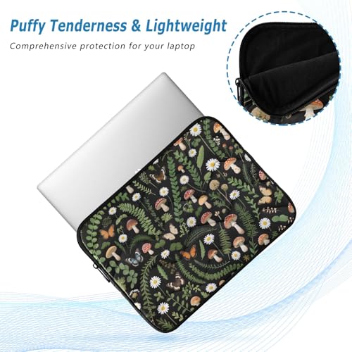 Mushroom Butterfly Dark Green 13” Quilted Laptop Sleeve Case Soft Notebook Protector Bag Computer Carrying Case - color: mushroom butterfly dark green-1, size: Medium