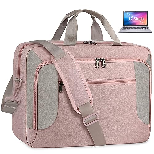Laptop Bag 15.6 Inch Work Briefcase Laptop Case Computer Messenger Bag | Large Waterproof 15.6 Inch Laptop Bag for Men & Women, Adjustable Shoulder Messenger Bag for Business, Travel, College, Pink - color: Pink, size: 15.6 inch