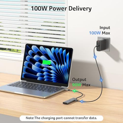 Acer 10Gbps USB C Hub with 4K@60Hz USB-C Display Output, 4-Port USBC Splitter with 100W PD, 2*USB-C 3.2 Data Transfer, USB C Dongle for Laptop, MacBook Neo/Pro/Air, iPad Pro and Type-C Devices