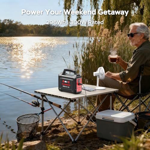 MARBERO Solar Generator 296Wh with Solar Panels 60W Portable Power Station with 300W Pure Sine Wave Solar Generator with Panels Included USB DC AC Outlet for Camping RV Van Outdoor Emergency Home - color: Dark Orange Black