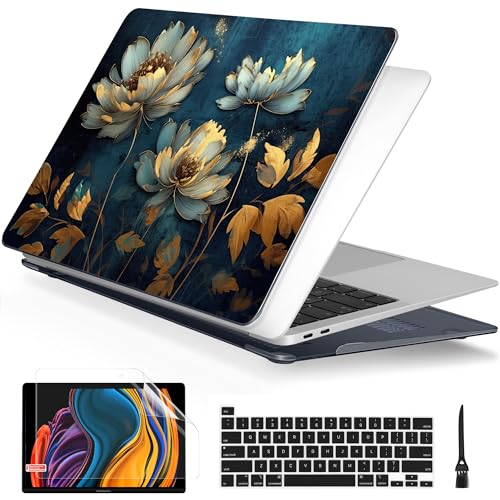 Batianda LumiArt Case for MacBook Pro 13 inch 2020 2022, Blooming Flowers | Fits Model A2338 M2 M1 A2251 A2289,1.2mm Slim Lightweight Hard Shell Cover, Scratch Resistant,4-in-1 Accessories Bundle - color: Blooming flowers