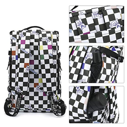 Kalesi Gym Duffle Bag Backpack 4-Way Waterproof with Shoes Compartment for travel Sport Hiking laptop - color: Checkerboard