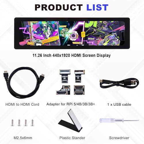 GeeekPi 11.26 inch 1920x440 HDMI LCD Capacitive Touch Screen for Raspberry Pi 5/4B/3B+/3B