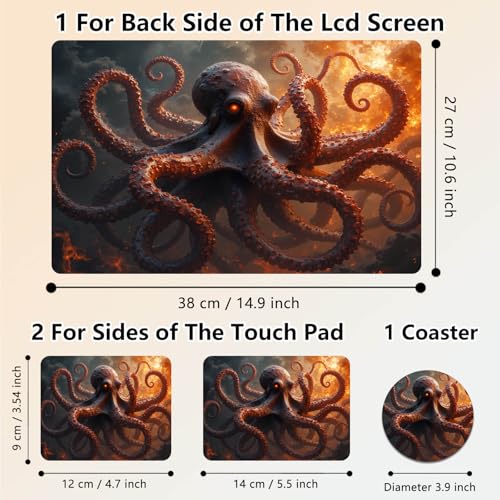 Laptop Skin Sticker Decal 15.6 Inch,12 13 13.3 14 15 15.6 in Laptop Netbook Skins for Notebook,Art Decal Removable Waterproof Scratch Resistant,Universal Vinyl Cover,Fire Octopus Funny - color: Fire Octopus Funny