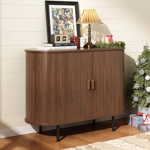ONBRILL 40" Sideboard Buffet Cabinet with Storage, Storage Cabinet with Sliding Door & Adjustable Shelf, Modern Accent Coffee Bar Console Table for Kitchen, Entryway, Walnut - color: Walnut, size: 40"