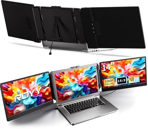 ROYY Laptop Screen Extender Double Monitor - 14" 1080P Portable Monitor FHD Attachment Extra Screen Compatible with Windows Mac Dex Chrome Travel Work Fits 13-17" Laptops - size: 14.1" Screen Extenders