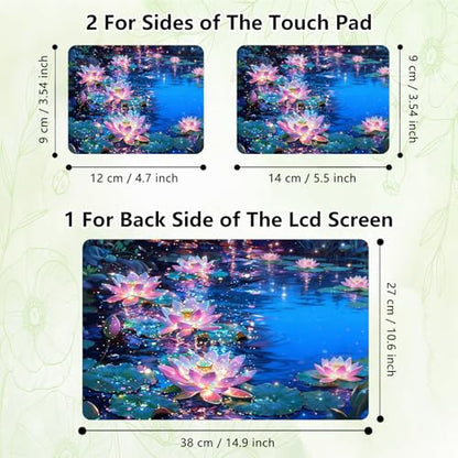 Laptop Skin Sticker Decal, Universal Reusable Vinyl Laptop Cover for 12" 13" 13.3" 14" 15" 15.4" 15.6" Notebook PC, Reusable Waterproof Scratch-Resistant with 2 Wrist Pads,Lotus Art Flowers - color: Lotus Art Flowers