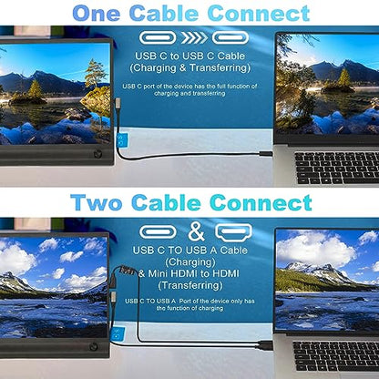 Portable Monitor with Bracket - 15.6inch FHD 1080P RGB IPS Travel Monitor Dull USB C Computer Monitor External Screen HDMI Gaming Monitor Laptop Second Screen External for PC Laptop