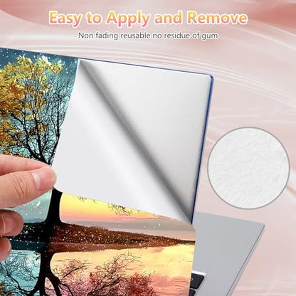 Laptop Skin Sticker Decal 12" 13" 13.3" 14" 15" 15.6",Waterproof Scratch Resistant Vinyl,Reusable Easy to Apply,for MacBook HP Dell Notebooks Netbooks Laptop,2 Wrist Pads,Dawn Dusk Tree - color: Dawn Dusk Tree