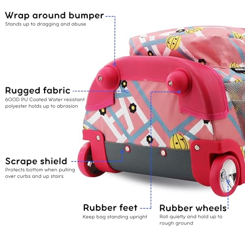 J World Sunrise Kids Rolling Backpack with Wheels for Girls Boys, Roller Bookbag for School, 18 x 13 x 9 Inches, Basketbally - color: Basketbally