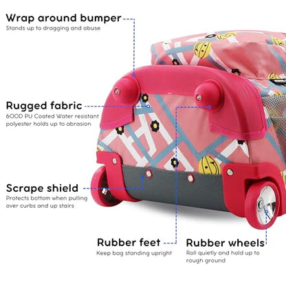 J World Sunrise Kids Rolling Backpack with Wheels for Girls Boys, Roller Bookbag for School, 18 x 13 x 9 Inches, Basketbally - color: Basketbally