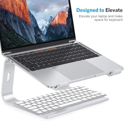 OMOTON Laptop Stand, Detachable Mount for MacBook Air/Pro Dell HP Silver | 11-17" Laptop Holder for Desk, Notebook Computer Mount, Lightweight Cooling for Desk, Ergonomic Home Office - color: Silver