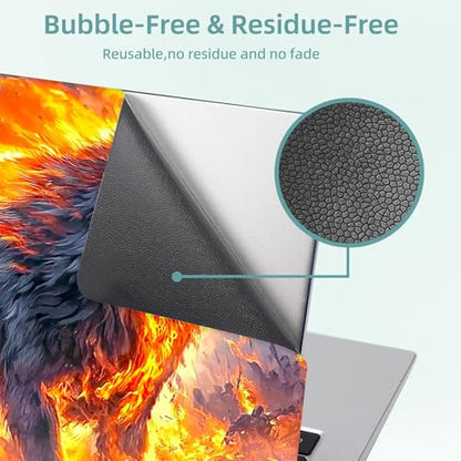 Universal Laptop Skin Decal, 3-Piece Vinyl Protector for 12 13 14 15.6" Notebook, Waterproof Anti-Scratch, Easy Trim & Bubble-Free Finish, Fierce Fire Wolf - color: Fierce Fire Wolf