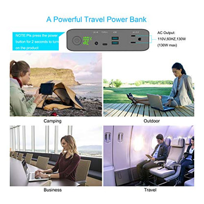 27000mAh AC 130W Outlet Portable Laptop Charger (TSA-Approved), Travel Laptop Power Bank & External Battery Pack for MacBook, CPAP,Projector, Drone Headphone and More