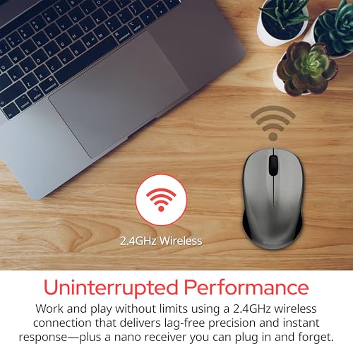 Verbatim 2.4G Wireless LED Silent Mouse - Noiseless and Silent Click Computer Mouse with Nano Receiver for Mac and PC - Graphite - style: Graphite Mouse