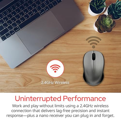 Verbatim 2.4G Wireless LED Silent Mouse - Noiseless and Silent Click Computer Mouse with Nano Receiver for Mac and PC - Graphite - style: Graphite Mouse