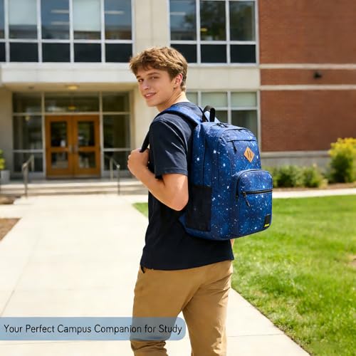 Goloni Lightweight Laptop Backpack 1.1Lbs, 26L Wear-Resistant Water Resistant Backpack with Laptop Compartment for Men Women - color: Starry Sky Blue