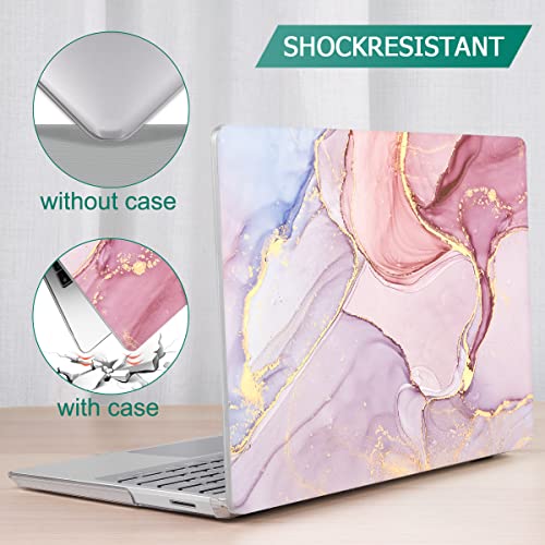Mektron 2023 Microsoft Surface Laptop GO 3 Case 12.4" Compatible with Go 2/1 Laptop Cover 2022-2020 Releases Model 1943/2013 Plastic Hard Shell Case with Screen Protector, Pink Marble - color: Pink Marble