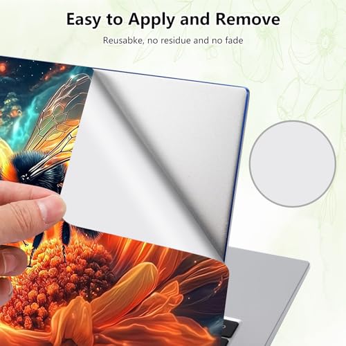 Laptop Skin Sticker Decal, Universal Reusable Vinyl Laptop Cover for 12" 13" 13.3" 14" 15" 15.4" 15.6" Notebook PC, Reusable Waterproof Scratch-Resistant with 2 Wrist Pads,Bee Outer Space - color: Bee Outer Space