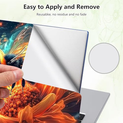 Laptop Skin Sticker Decal, Universal Reusable Vinyl Laptop Cover for 12" 13" 13.3" 14" 15" 15.4" 15.6" Notebook PC, Reusable Waterproof Scratch-Resistant with 2 Wrist Pads,Bee Outer Space - color: Bee Outer Space