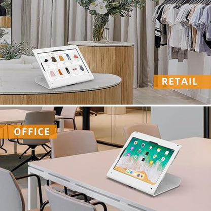 Tablet POS Stand - Heavy Duty Steel Kiosk Stand with 360° Swivel Base Anti-Theft Compatible with 10.9" iPad 10th, Pro 11" 1 2 3 4, Air 4 5, Air 11"(M2/M3/M4), iPad 11"(A16) - BSC102WA - color: White