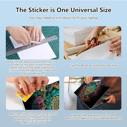 Universal Laptop Skin Sticker with 2 Wrist Pad Skins, Waterproof Scratch Resistant Vinyl Laptop Cover Decal, Cut to Fit for 11–15.6 Inch MacBook HP Dell Lenovo, Mandala - color: Mandalas