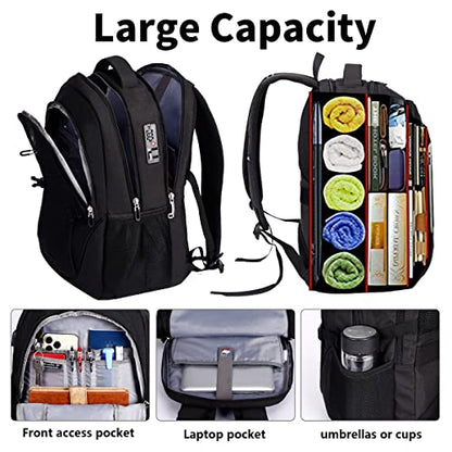SHRRADOO Travel Laptop Backpack for Men Women, 17 Inch College Computer Bag | Anti Theft Backpack with Combination Lock, Carry On Flight Approved, Fit 17 Inch Laptop, Computer College Bag, Work Daypack - color: Black