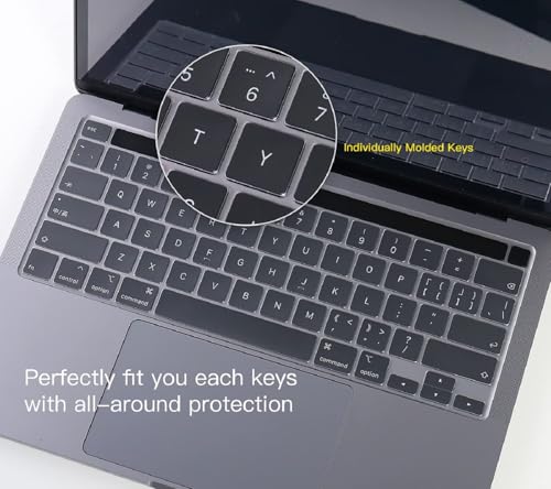 Ultra Thin Clear Keyboard Cover for 2020-2024 New MacBook Pro 13 Inch Model A2338 M2 M1 A2289 A2251 & 2020 2019 MacBook Pro 16 inch Model A2141 with Touch Bar & Touch ID Keyboard Skin Protector Cover - size: Mac Pro 13(No Cover Touchbar)
