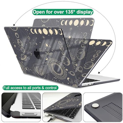 for 2022-2024 2025 2026 MacBook Air 13 inch Case M5 A3449 M4 A3240 M3 A3113 M2 A2681 Cover, Glitter Black Printed Pattern Plastic Hard Shell Case for Mac Air 13 M5 2026, Total Lunar Eclipse - color: Total Lunar Eclipse