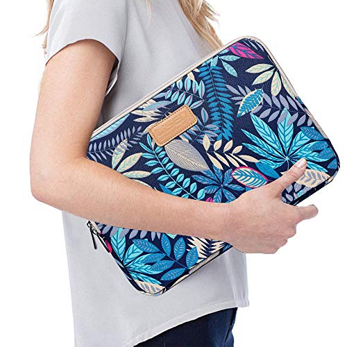 BSLVWG 10 Inch Laptop Sleeve Multi-Color & Size Choices Case/Water-Resistant Neoprene Notebook Computer Pocket Tablet Briefcase Carrying Bag/Pouch Skin Cover - color: Blue Leaves, size: 10 inch