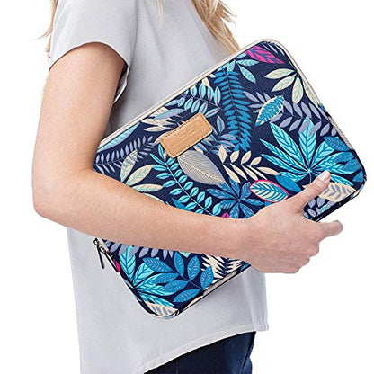 BSLVWG 10 Inch Laptop Sleeve Multi-Color & Size Choices Case/Water-Resistant Neoprene Notebook Computer Pocket Tablet Briefcase Carrying Bag/Pouch Skin Cover - color: Blue Leaves, size: 10 inch