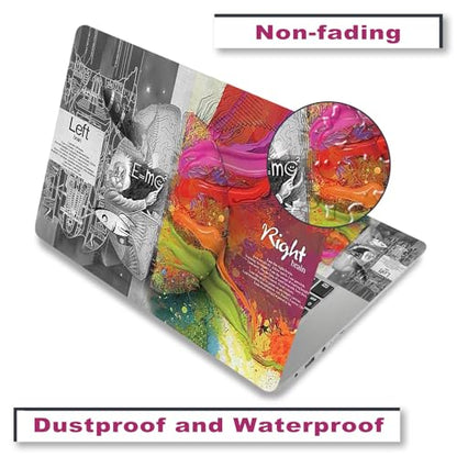 Laptop Decal Sticker Skin Cover, 11.6”12" 13" 13.3" 14" 15" 15.4" 15.6 Laptop Netbook Vinyl Skin Sticker Cover Art Notebook PC Protector (2 Wrist Pad Included), Removable Reusable, Right & Left Brain - color: Right & Left Brain