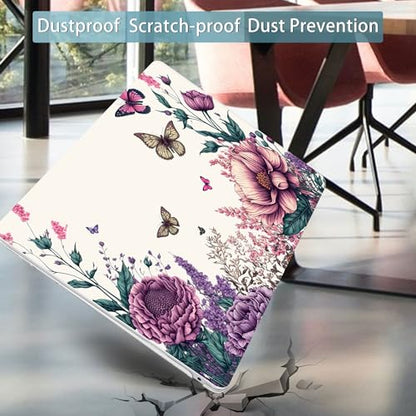 Mektron Case for MacBook Air 13 inch M1 A2337 A2179 A1932,Hard Cover 2018-2021 Air 13-inch with Touch ID, Exclusively Designed Protective Shell with Screen Protector,Butterfly Flower C077 - color: Butterfly Flower C077