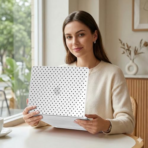 MEEgoodo 4-in-1 Printed Case for MacBook Neo 13 inch 2026 Release Model A3404, Laptop Hard Shell Cases with Keyboard Skin & Screen Protector & Webcam Covers, Poka Dot Black - color: Poka Dot Black