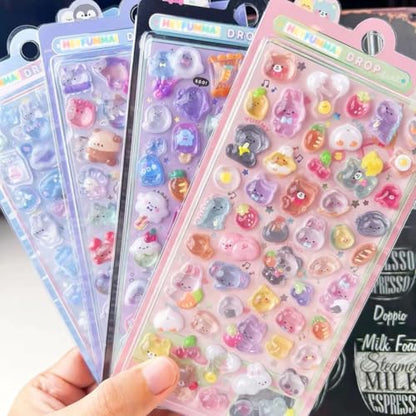 3D Puffy Stickers 8 Sheets 500+ Kawaii Stickers for Phone Case & Handbooks ﻿ - style: 8PCS Stickers