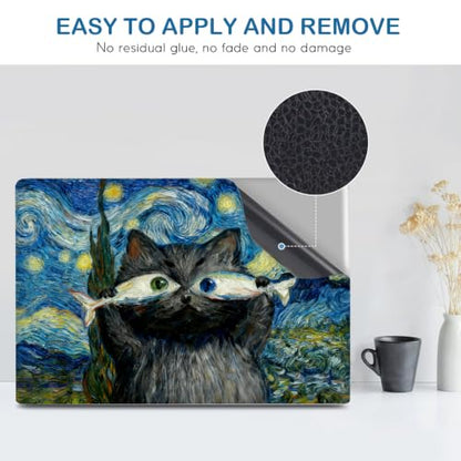 DINKY Laptop Skin Sticker Decal 15.6" 15.4" 12" 13" 13.3" 14" 15 inch Laptop Universal Vinyl Skin Stickers Cover Art Decal Notebook PC Personalized Protector, Blue Starry Sky Cat Fish - color: Blue Starry Sky Cat Fish