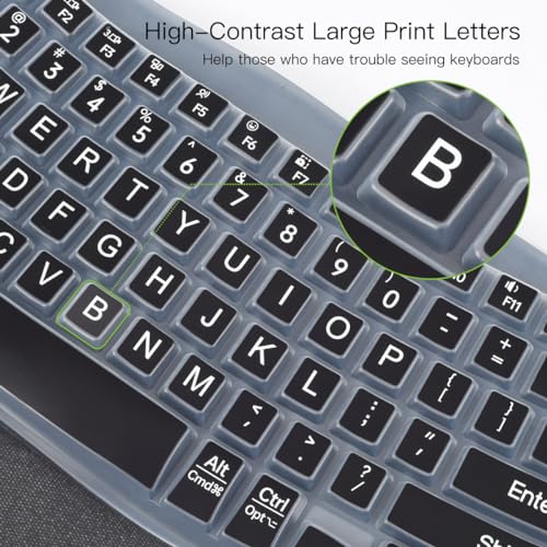 Large Print Keyboard Cover for Logitech Wave Keys MK670 Combo Keyboard Skin, Logitech Wave Keys Wireless Ergonomic Keyboard Cover Protector Skin, Logitechs Waves Key Accessories, Black - color: Black-Large Print