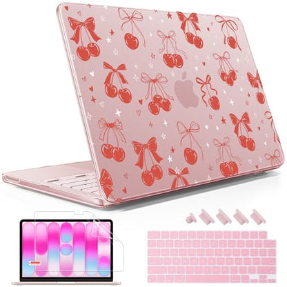 May Chen for MacBook Neo Case 13 inch 2026 | 100% Match Official Color | Pattern Printing, Anti-Crack & Scratch & Fingerprint | Protective Hard Shell Cases Laptop Model A3404 - Girly Pink Bow - color: Girly pink bow
