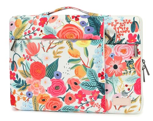 360° Protective Laptop Sleeve Case Bag with 3 Pockets,Handle and Luggage Strap for MacBook Air 13 inch,13.3 inch HP Dell Lenovo Notebook (Watercolor Flowers) - color: Watercolor Flowers, size: 12.5 inch-13.5 inch