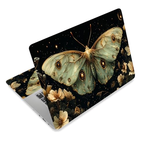 Laptop Skin Sticker Decal for 12 13 13.3 14 15 15.6 in, Universal Vinyl Waterresistant Protector Cover for Notebook PC Netbook, Computer Decor for Women Girls Vintage Lunar Moth - color: Vintage Lunar Moth