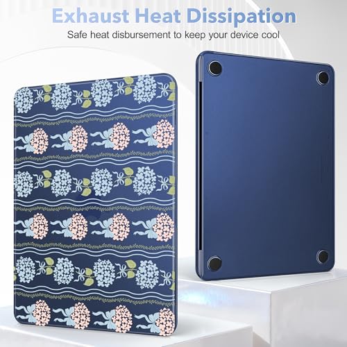 May Chen for MacBook Neo Case 13 inch 2026 | 100% Match Official Color | Pattern Printing, Anti-Crack & Scratch & Fingerprint | Protective Hard Shell Cases Model A3404 - Elegant Flowers Ribbon Bow - color: Elegant flowers ribbon bow