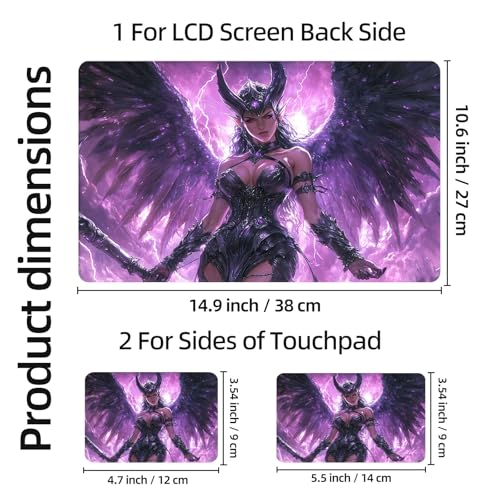 Aesthetic Laptop Skin Sticker, Dark Winged Elf in Purple Lightning Waterproof Vinyl Laptop Decal, Removable Bubble Free, Reusable Protective Cover for 13 14 15 15.6 Inch - color: Dark Winged Elf in Purple Lightning