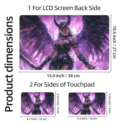 Aesthetic Laptop Skin Sticker, Dark Winged Elf in Purple Lightning Waterproof Vinyl Laptop Decal, Removable Bubble Free, Reusable Protective Cover for 13 14 15 15.6 Inch - color: Dark Winged Elf in Purple Lightning