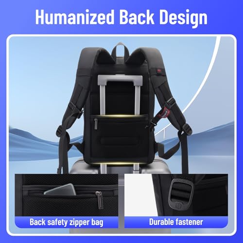 JODEBES 15.6 Inch Business Work Backpack with TSA Lock, Black | Water-resistant Laptop Backpack with USB Charging Port, Travel Carry On Bag for Men Women, Large Opening, Luggage Strap - color: 20193-black