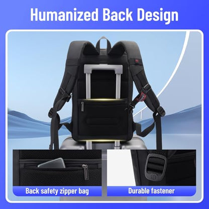 JODEBES 15.6 Inch Business Work Backpack with TSA Lock, Black | Water-resistant Laptop Backpack with USB Charging Port, Travel Carry On Bag for Men Women, Large Opening, Luggage Strap - color: 20193-black