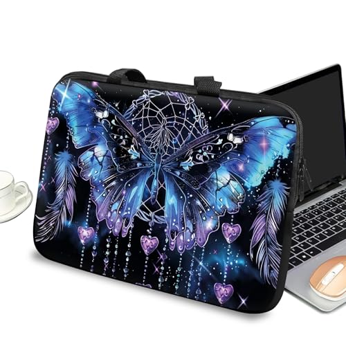 Universal Laptop Case Sleeve 10 inch with Handle and Zipper, Kids Tablet Carrying Case Messenger Bag Portable Tote Bag for 7-10 inch iPad/Notebook/eBook/Readers, Heart Butterfly - color: Heart Butterfly, size: 10 inch