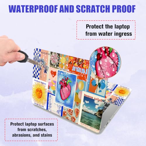 PLIGREAT Art Poster Pattern Laptop Skin Stickers Cutable Universal Size Fits 12" 13" 13.3" 14" 15 Inch Laptop Creative Removable Waterproof Notebook Art Decals PC Protector Cover Sticker