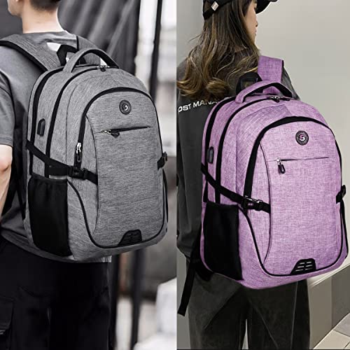 SHRRADOO Travel Laptop Backpack for Men Women, 17 Inch College Computer Bag | Anti Theft Backpack with Combination Lock, Carry On Flight Approved, Fit 17 Inch Laptop, Computer College Bag, Work Daypack - color: Purple
