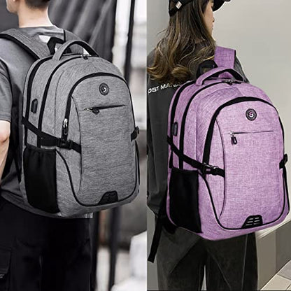 SHRRADOO Travel Laptop Backpack for Men Women, 17 Inch College Computer Bag | Anti Theft Backpack with Combination Lock, Carry On Flight Approved, Fit 17 Inch Laptop, Computer College Bag, Work Daypack - color: Purple